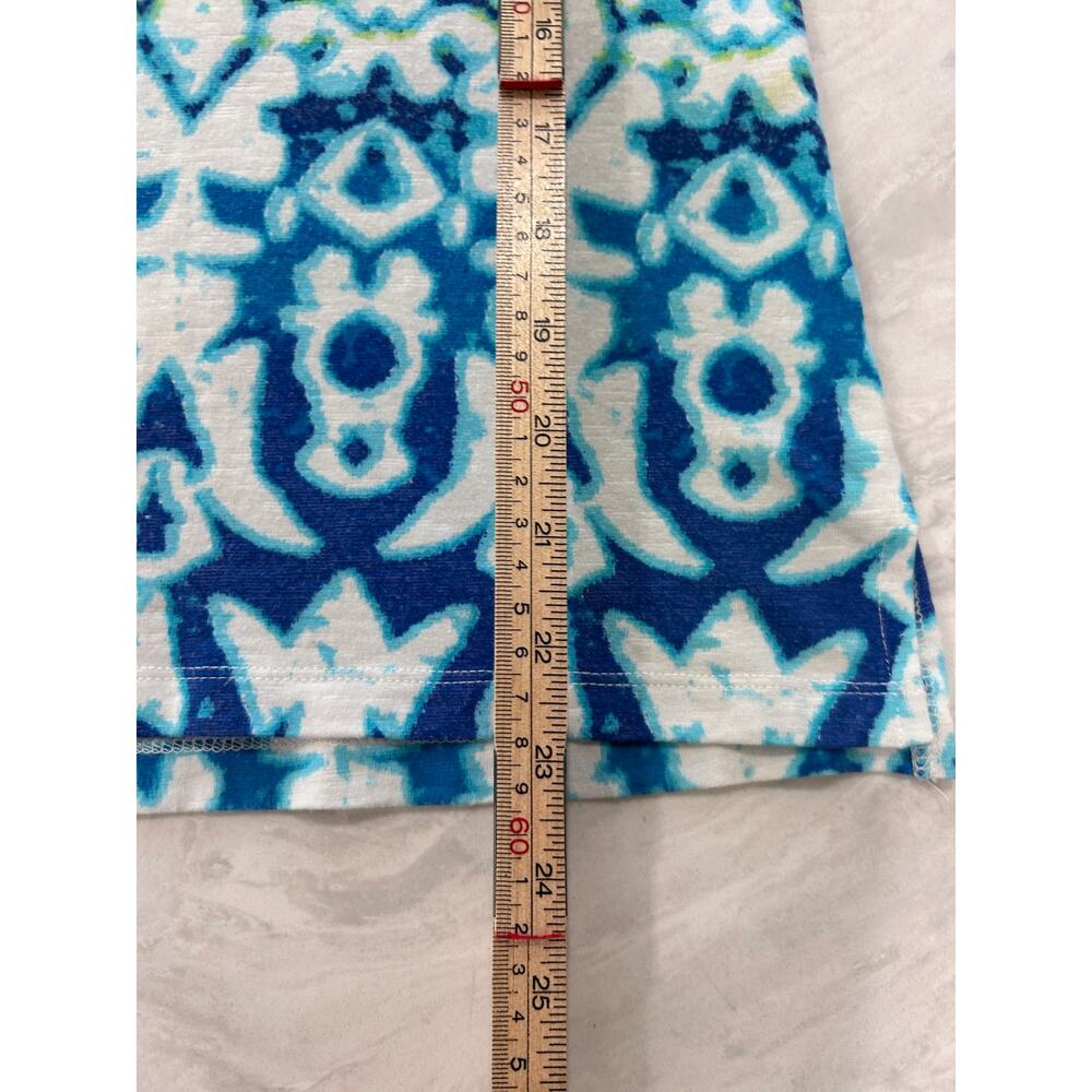 Cotton blend tunic top, Multiples brand, ikat print embellished neckline XSmall - Picture 8 of 11